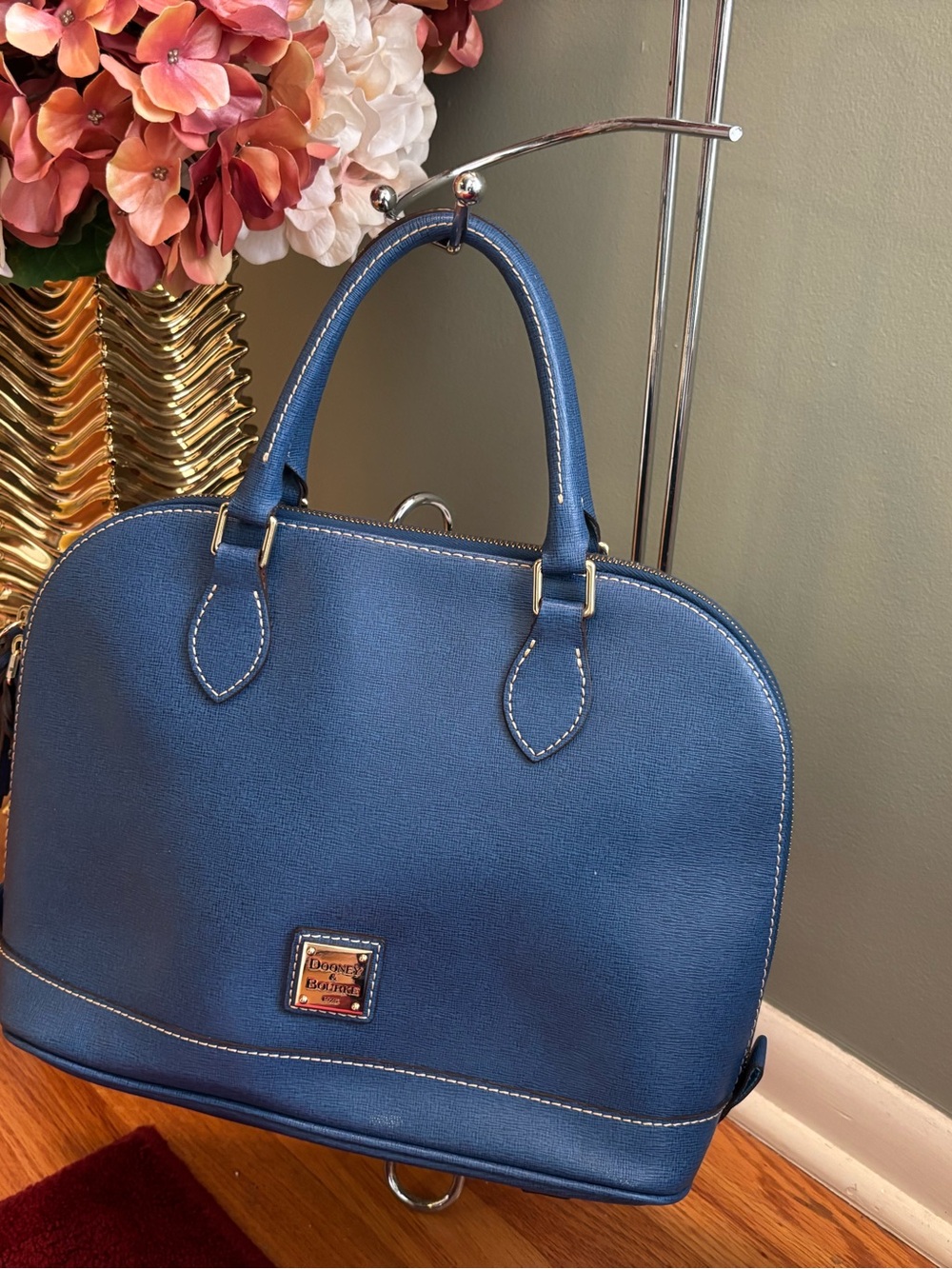 Dooney & Bourke Navy Saffiano Dome Satchel - Picture 3 of 9